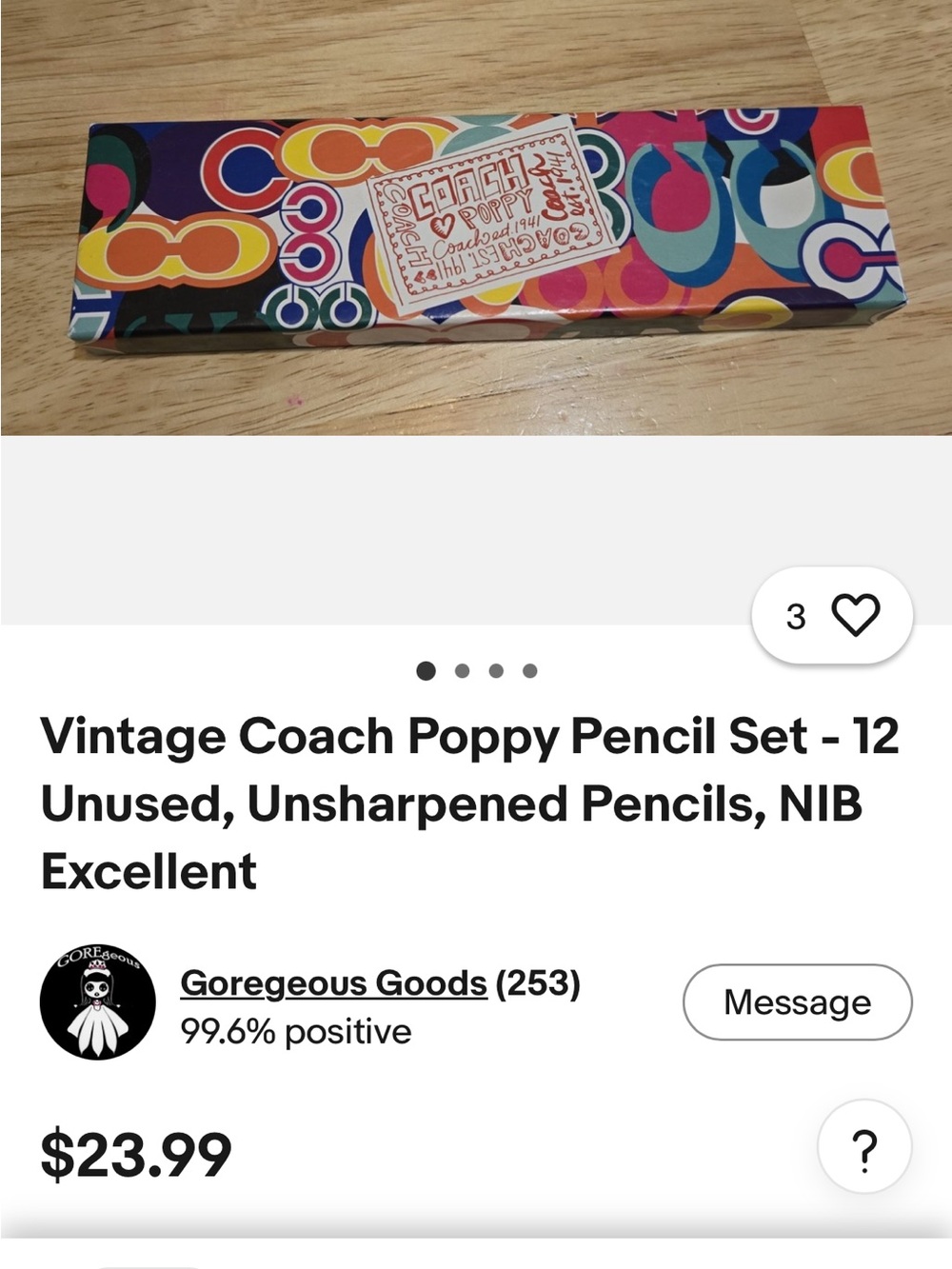 Coach Poppy Chan Pink Illustrated Notebook with poppy pencil set - Picture 7 of 8